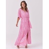 image:imageANRABESS Womens Boho Floral Wedding Guest Maxi Dress  Flowy ALine Chiffon with Slit Elegant V Neck Wrap Elastic Waist Casual 12 Sleeve Spring Summer Outfits Tea PartyFloral Red White