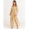 image:imageANRABESS Womens Boho Floral Wedding Guest Maxi Dress  Flowy ALine Chiffon with Slit Elegant V Neck Wrap Elastic Waist Casual 12 Sleeve Spring Summer Outfits Tea PartyFloral Yellow Pink