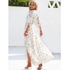 image:imageANRABESS Womens Boho Floral Wedding Guest Maxi Dress  Flowy ALine Chiffon with Slit Elegant V Neck Wrap Elastic Waist Casual 12 Sleeve Spring Summer Outfits Tea PartyFloral Pink Blue