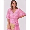 image:imageANRABESS Womens Boho Floral Wedding Guest Maxi Dress  Flowy ALine Chiffon with Slit Elegant V Neck Wrap Elastic Waist Casual 12 Sleeve Spring Summer Outfits Tea PartyFloral Red White