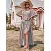 image:imageANRABESS Womens Boho Floral Wedding Guest Maxi Dress  Flowy ALine Chiffon with Slit Elegant V Neck Wrap Elastic Waist Casual 12 Sleeve Spring Summer Outfits Tea PartyConch