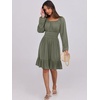 image:imageANRABESS Womens Dress Long Lantern Sleeve Square Neck Elastic Waist Ruffle Flowy Swing ALine Short Dresses 2026 Fall FashionArmy Green