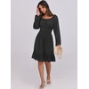 image:imageANRABESS Womens Dress Long Lantern Sleeve Square Neck Elastic Waist Ruffle Flowy Swing ALine Short Dresses 2026 Fall FashionBlack