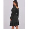 image:imageANRABESS Womens Dress Long Lantern Sleeve Square Neck Elastic Waist Ruffle Flowy Swing ALine Short Dresses 2026 Fall FashionBlack