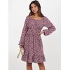 image:imageANRABESS Womens Dress Long Lantern Sleeve Square Neck Elastic Waist Ruffle Flowy Swing ALine Short Dresses 2026 Fall FashionBlack Pink Floral