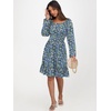 image:imageANRABESS Womens Dress Long Lantern Sleeve Square Neck Elastic Waist Ruffle Flowy Swing ALine Short Dresses 2026 Fall FashionBlue Black Floral