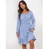 image:imageANRABESS Womens Dress Long Lantern Sleeve Square Neck Elastic Waist Ruffle Flowy Swing ALine Short Dresses 2026 Fall FashionBlue White Floral