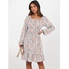 image:imageANRABESS Womens Dress Long Lantern Sleeve Square Neck Elastic Waist Ruffle Flowy Swing ALine Short Dresses 2026 Fall FashionCoral Floral