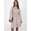 image:imageANRABESS Womens Dress Long Lantern Sleeve Square Neck Elastic Waist Ruffle Flowy Swing ALine Short Dresses 2026 Fall FashionCoral Floral