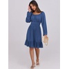 image:imageANRABESS Womens Dress Long Lantern Sleeve Square Neck Elastic Waist Ruffle Flowy Swing ALine Short Dresses 2026 Fall FashionDark Blue