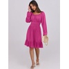 image:imageANRABESS Womens Dress Long Lantern Sleeve Square Neck Elastic Waist Ruffle Flowy Swing ALine Short Dresses 2026 Fall FashionDark Pink