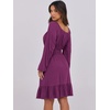 image:imageANRABESS Womens Dress Long Lantern Sleeve Square Neck Elastic Waist Ruffle Flowy Swing ALine Short Dresses 2026 Fall FashionDeep Purple