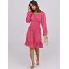 image:imageANRABESS Womens Dress Long Lantern Sleeve Square Neck Elastic Waist Ruffle Flowy Swing ALine Short Dresses 2026 Fall FashionHot Pink