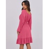 image:imageANRABESS Womens Dress Long Lantern Sleeve Square Neck Elastic Waist Ruffle Flowy Swing ALine Short Dresses 2026 Fall FashionHot Pink