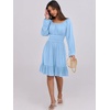 image:imageANRABESS Womens Dress Long Lantern Sleeve Square Neck Elastic Waist Ruffle Flowy Swing ALine Short Dresses 2026 Fall FashionLight Blue