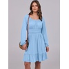 image:imageANRABESS Womens Dress Long Lantern Sleeve Square Neck Elastic Waist Ruffle Flowy Swing ALine Short Dresses 2026 Fall FashionLight Blue