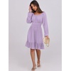 image:imageANRABESS Womens Dress Long Lantern Sleeve Square Neck Elastic Waist Ruffle Flowy Swing ALine Short Dresses 2026 Fall FashionLight Purple