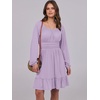 image:imageANRABESS Womens Dress Long Lantern Sleeve Square Neck Elastic Waist Ruffle Flowy Swing ALine Short Dresses 2026 Fall FashionLight Purple