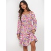 image:imageANRABESS Womens Dress Long Lantern Sleeve Square Neck Elastic Waist Ruffle Flowy Swing ALine Short Dresses 2026 Fall FashionMulticolor Floral