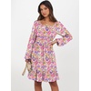 image:imageANRABESS Womens Dress Long Lantern Sleeve Square Neck Elastic Waist Ruffle Flowy Swing ALine Short Dresses 2026 Fall FashionMulticolor Floral