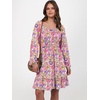 image:imageANRABESS Womens Dress Long Lantern Sleeve Square Neck Elastic Waist Ruffle Flowy Swing ALine Short Dresses 2026 Fall FashionMulticolor Floral
