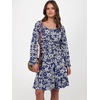 image:imageANRABESS Womens Dress Long Lantern Sleeve Square Neck Elastic Waist Ruffle Flowy Swing ALine Short Dresses 2026 Fall FashionNavy White Floral