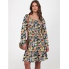 image:imageANRABESS Womens Dress Long Lantern Sleeve Square Neck Elastic Waist Ruffle Flowy Swing ALine Short Dresses 2026 Fall FashionPrint Black Floral