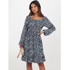 image:imageANRABESS Womens Dress Long Lantern Sleeve Square Neck Elastic Waist Ruffle Flowy Swing ALine Short Dresses 2026 Fall FashionPrint Blue White