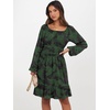 image:imageANRABESS Womens Dress Long Lantern Sleeve Square Neck Elastic Waist Ruffle Flowy Swing ALine Short Dresses 2026 Fall FashionPrint Green Leaf