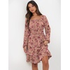 image:imageANRABESS Womens Dress Long Lantern Sleeve Square Neck Elastic Waist Ruffle Flowy Swing ALine Short Dresses 2026 Fall FashionPrint Rose Pink
