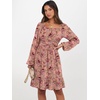 image:imageANRABESS Womens Dress Long Lantern Sleeve Square Neck Elastic Waist Ruffle Flowy Swing ALine Short Dresses 2026 Fall FashionPrint Rose Pink