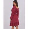 image:imageANRABESS Womens Dress Long Lantern Sleeve Square Neck Elastic Waist Ruffle Flowy Swing ALine Short Dresses 2026 Fall FashionRed