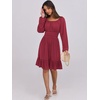 image:imageANRABESS Womens Dress Long Lantern Sleeve Square Neck Elastic Waist Ruffle Flowy Swing ALine Short Dresses 2026 Fall FashionRed