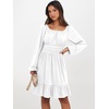 image:imageANRABESS Womens Dress Long Lantern Sleeve Square Neck Elastic Waist Ruffle Flowy Swing ALine Short Dresses 2026 Fall FashionWhite