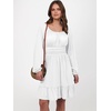 image:imageANRABESS Womens Dress Long Lantern Sleeve Square Neck Elastic Waist Ruffle Flowy Swing ALine Short Dresses 2026 Fall FashionWhite