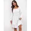 image:imageANRABESS Womens Dress Long Lantern Sleeve Square Neck Elastic Waist Ruffle Flowy Swing ALine Short Dresses 2026 Fall FashionWhite