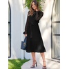 image:imageANRABESS Womens Floral Chiffon Midi Dress Puff Long Sleeve Mock Neck Summer Wedding Guest Party Dresses Fall 2026 OutfitsBlack