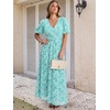 image:imageANRABESS Womens Floral Maxi Formal Dress Summer Mesh Short Sleeve V Neck Empire Waist Wedding Guest Party DressesLight Blue Floral