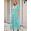 image:imageANRABESS Womens Floral Maxi Formal Dress Summer Mesh Short Sleeve V Neck Empire Waist Wedding Guest Party DressesLight Blue Floral