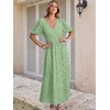 image:imageANRABESS Womens Floral Maxi Formal Dress Summer Mesh Short Sleeve V Neck Empire Waist Wedding Guest Party DressesLight Green Floral