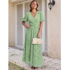 image:imageANRABESS Womens Floral Maxi Formal Dress Summer Mesh Short Sleeve V Neck Empire Waist Wedding Guest Party DressesLight Green Floral