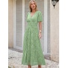 image:imageANRABESS Womens Floral Maxi Formal Dress Summer Mesh Short Sleeve V Neck Empire Waist Wedding Guest Party DressesLight Green Floral