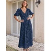 image:imageANRABESS Womens Floral Maxi Formal Dress Summer Mesh Short Sleeve V Neck Empire Waist Wedding Guest Party DressesNavy Blue Floral