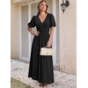 image:imageANRABESS Womens Floral Maxi Formal Dress Summer Mesh Short Sleeve V Neck Empire Waist Wedding Guest Party DressesSoild Black