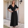 image:imageANRABESS Womens Floral Maxi Formal Dress Summer Mesh Short Sleeve V Neck Empire Waist Wedding Guest Party DressesSoild Black