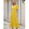 image:imageANRABESS Womens Floral Maxi Formal Dress Summer Mesh Short Sleeve V Neck Empire Waist Wedding Guest Party DressesYellow Floral