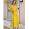 image:imageANRABESS Womens Floral Maxi Formal Dress Summer Mesh Short Sleeve V Neck Empire Waist Wedding Guest Party DressesYellow Floral
