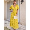 image:imageANRABESS Womens Floral Maxi Formal Dress Summer Mesh Short Sleeve V Neck Empire Waist Wedding Guest Party DressesYellow Floral