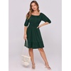 image:imageANRABESS Womens Lantern Short Sleeve Square Neck Casual Flowy Mini Dresses 2026 Holiday Summer Spring Beach Vacation ClothesDark Green