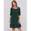 image:imageANRABESS Womens Lantern Short Sleeve Square Neck Casual Flowy Mini Dresses 2026 Holiday Summer Spring Beach Vacation ClothesDark Green
